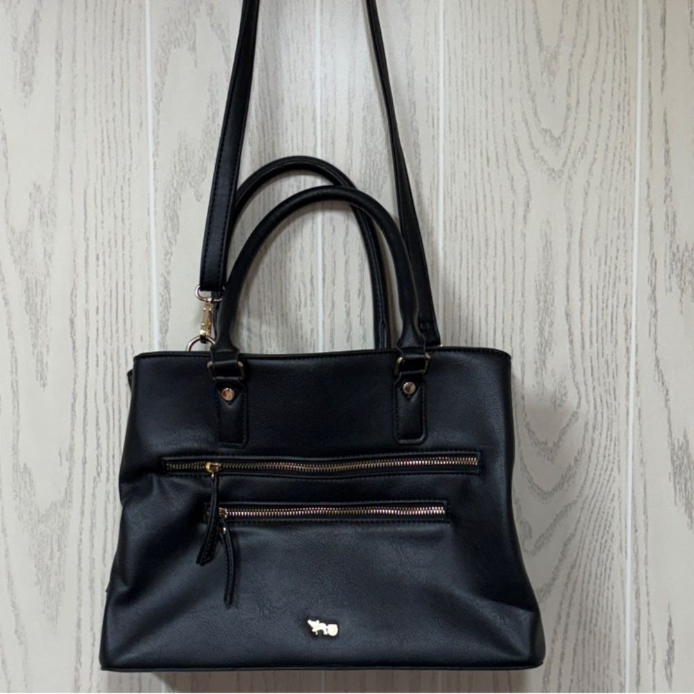 Mathew + Julian Black Satchel Elegant Faux leather Handbag Shoulder bag medium